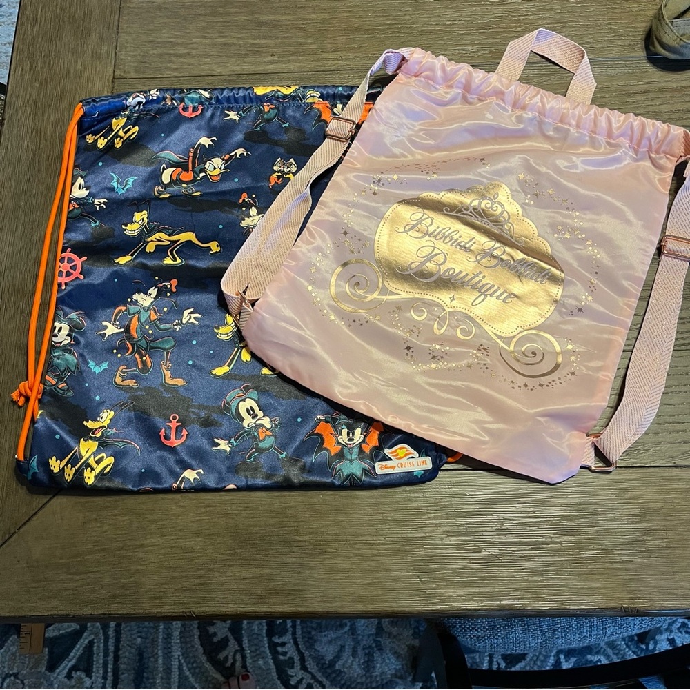 Disney Kids Drawstring Backpack Set - Pink and Navy